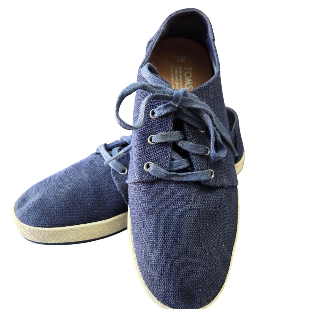 TOMS Navy Canvas Lace Up Casual Sneakers Women's US 6 EU 38
